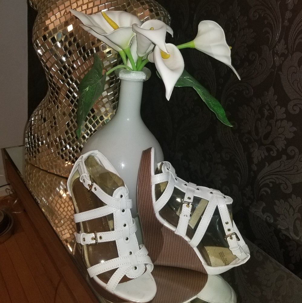 White Wedge Sandals